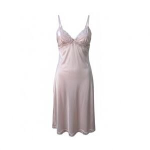 Vintage Sheer Pink Nylon Lace Slip dress Nightgown Size 34 USA Union Made Small